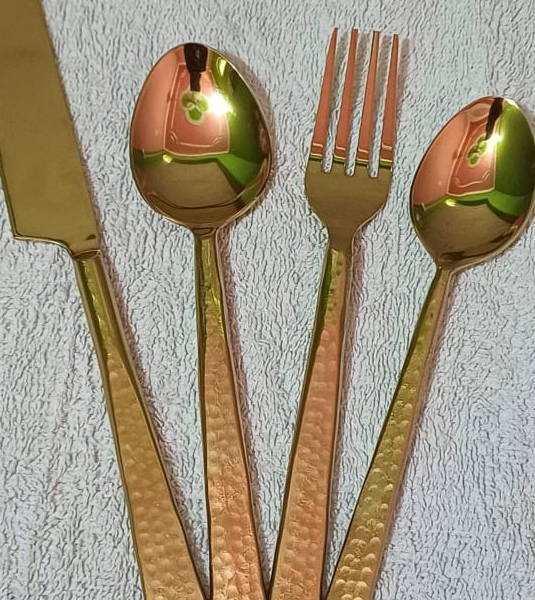 Copper Hammered Cutlery Set